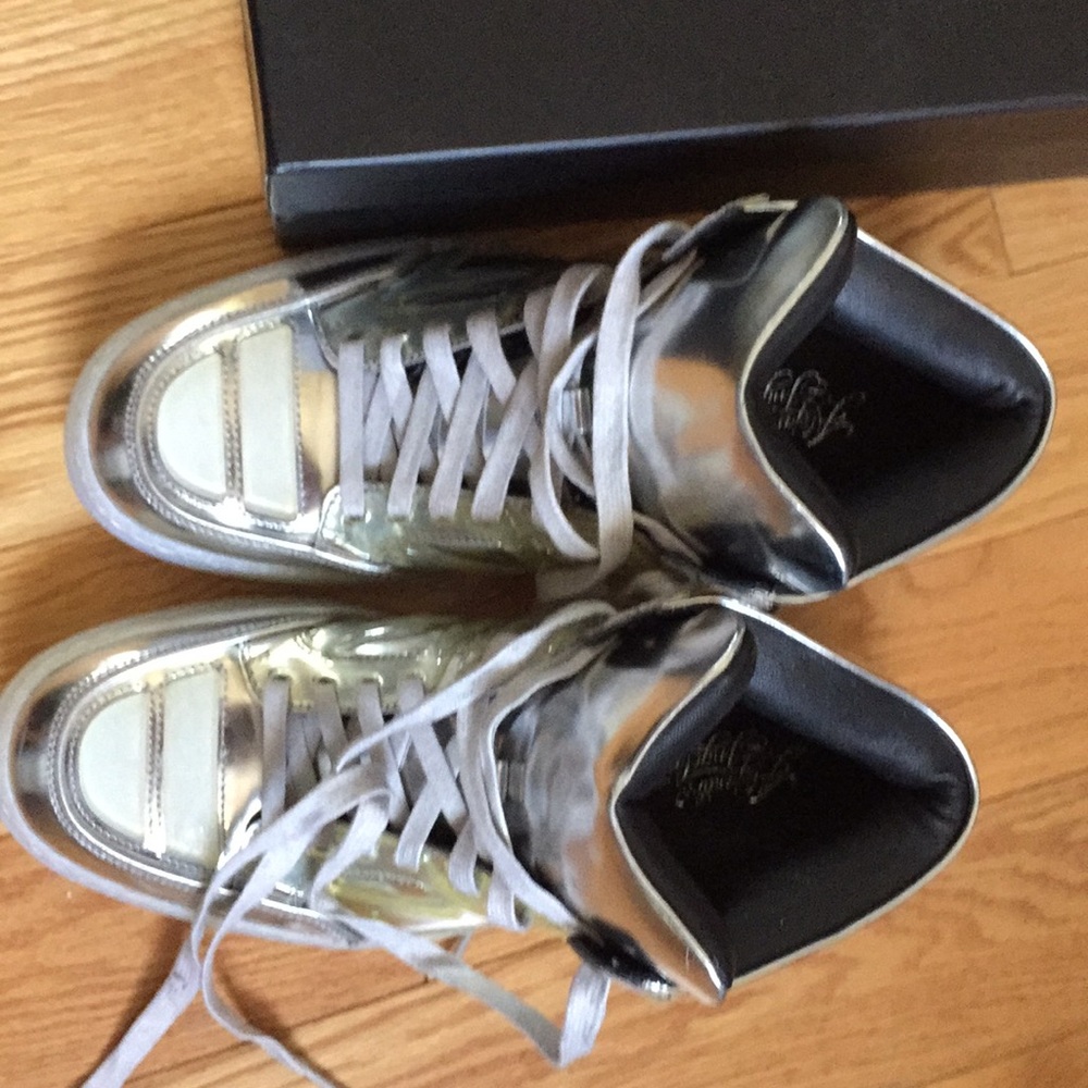 Silver Leather Sneakers
